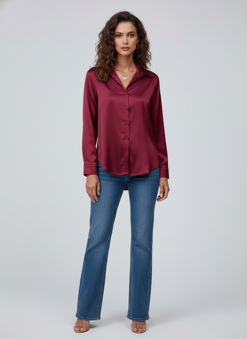 Chic Long Sleeve Blouse-tops > blouses-Laventaire-Laventaire