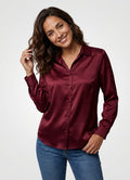 Chic Long Sleeve Blouse-tops > blouses-Laventaire-Burgundy-S-Laventaire