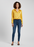 Chic Long Sleeve Blouse-tops > blouses-Laventaire-Yellow-S-Laventaire