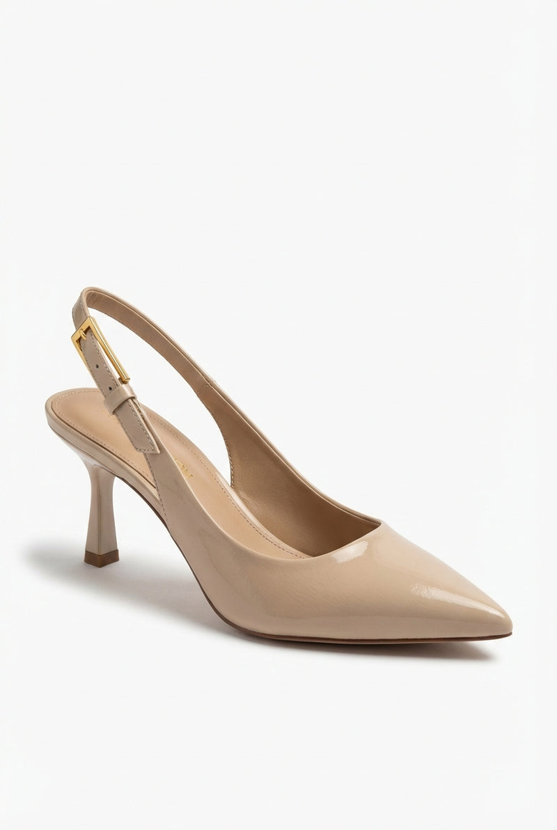 Chic Pointed Toe Slingback Heels-footwear > heels > slingback heels-Laventaire-Beige-34-Laventaire