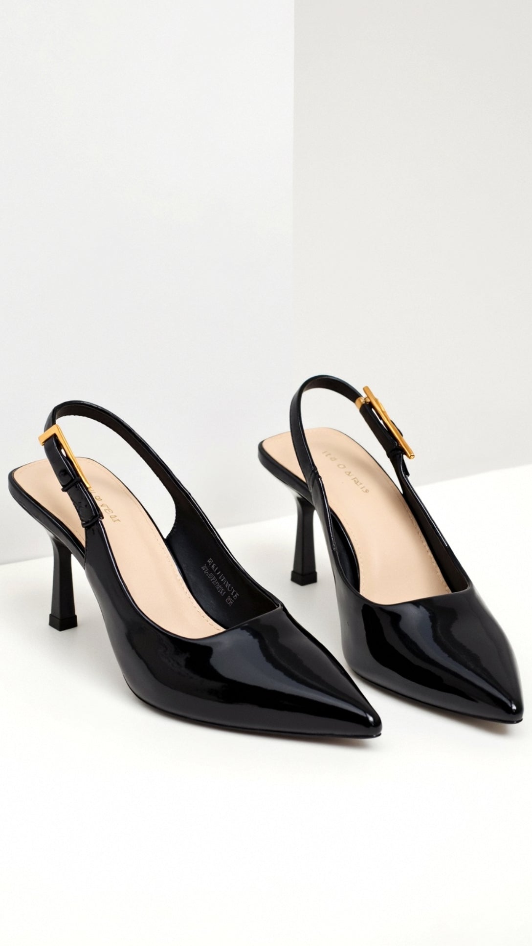 Chic Pointed Toe Slingback Heels-footwear > heels > slingback heels-Laventaire-Black-34-Laventaire