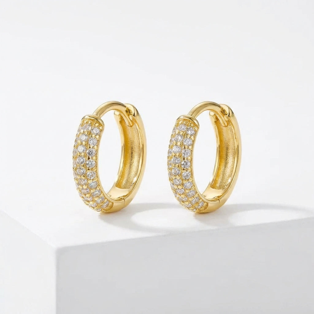 Chunky Huggie Earrings-jewelry > earrings > huggie earrings-Laventaire-Gold-S-Laventaire