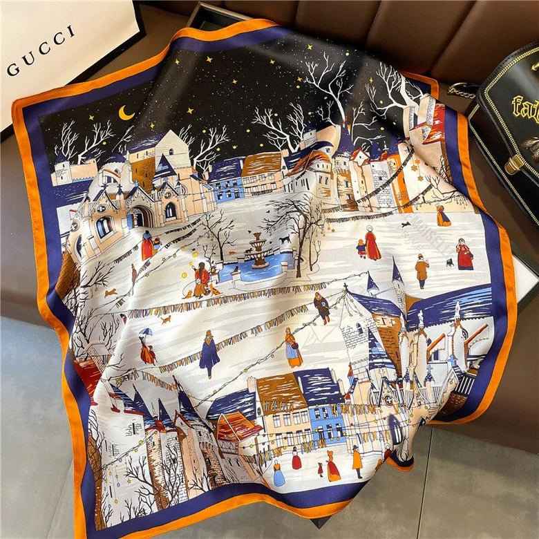 Cityscape Blue Print Scarf-accessories > scarves-Laventaire-Laventaire