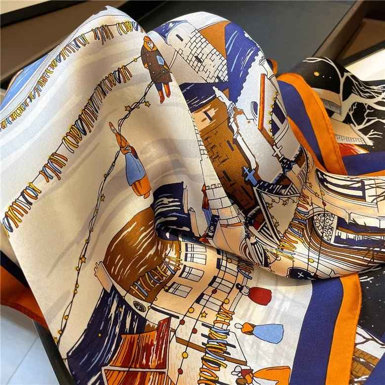 Cityscape Blue Print Scarf-accessories > scarves-Laventaire-Laventaire