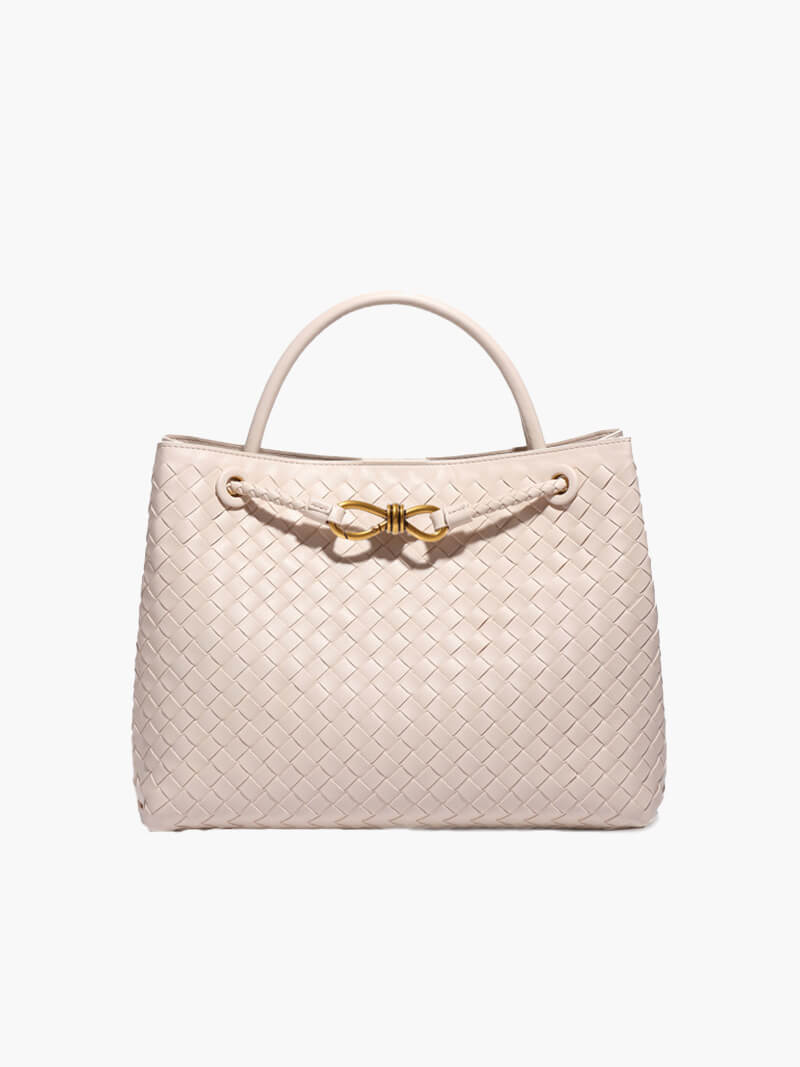 Classic Braided Handbag-handbags > braided handbag-Laventaire-Beige-One Size-Laventaire