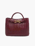 Classic Braided Handbag-handbags > braided handbag-Laventaire-Burgundy-One Size-Laventaire