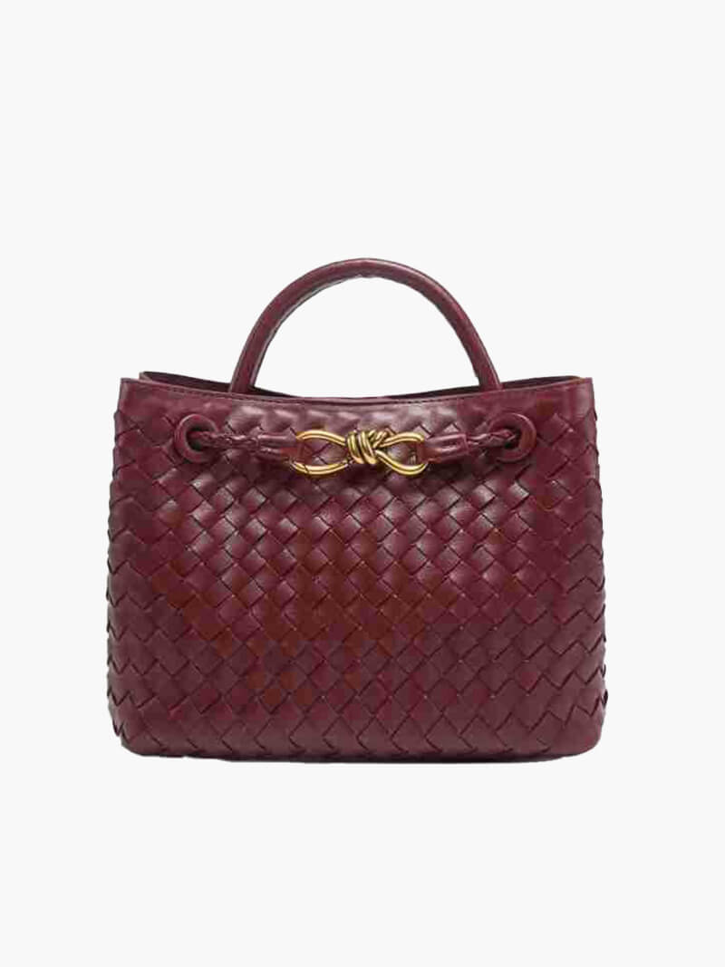 Classic Braided Handbag-handbags > braided handbag-Laventaire-Burgundy-One Size-Laventaire