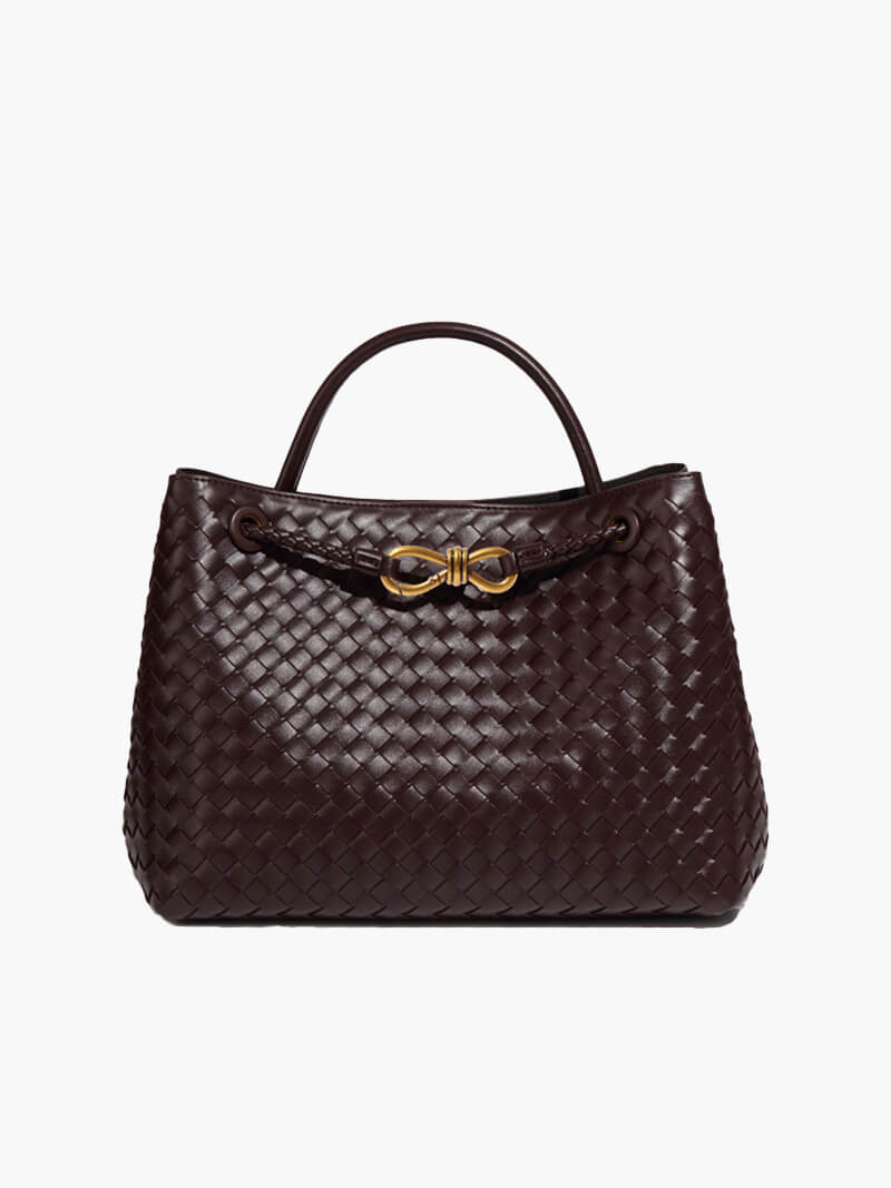 Classic Braided Handbag-handbags > braided handbag-Laventaire-Dark Brown-One Size-Laventaire