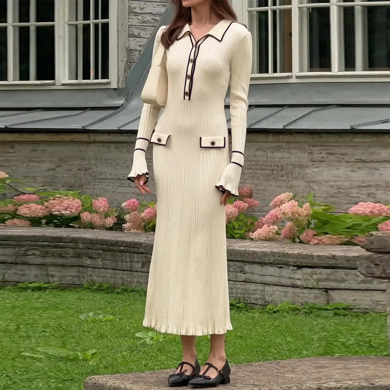 Classic Cream Midi Dress-dresses > midi dress-Laventaire-Laventaire