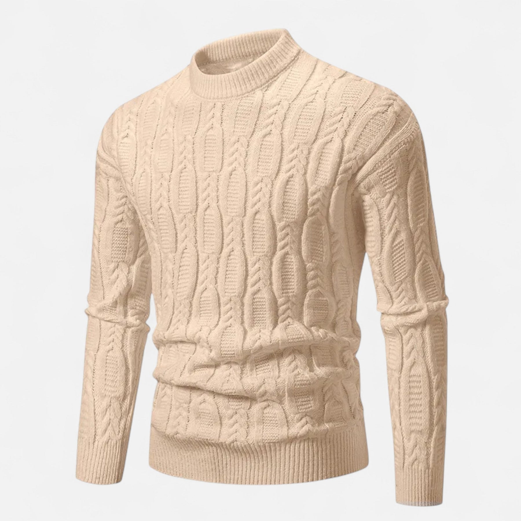 Classic Crewneck Sweater-sweaters > crewneck sweater-Laventaire-Beige-S-Laventaire