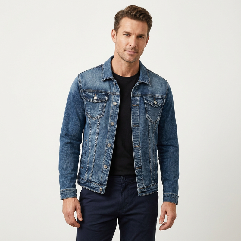 Classic Fit Denim Jacket-jackets > denim jackets-Laventaire-Laventaire