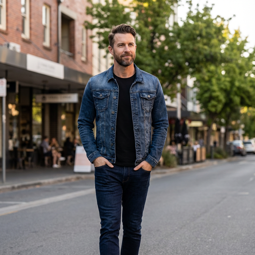 Classic Fit Denim Jacket-jackets > denim jackets-Laventaire-Laventaire