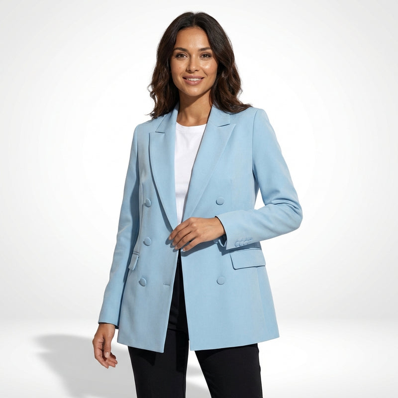 Classic Fit Long Sleeve Blazer-blazers > classic fit blazer-Laventaire-Baby Blue-XS-Laventaire