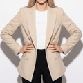 Classic Fit Long Sleeve Blazer-blazers > classic fit blazer-Laventaire-Beige-XS-Laventaire