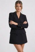Classic Fit Long Sleeve Blazer-blazers > classic fit blazer-Laventaire-Black-XS-Laventaire