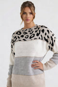 Classic Leopard Print Sweater-sweaters > casual sweater-Laventaire-Gray-S-Laventaire