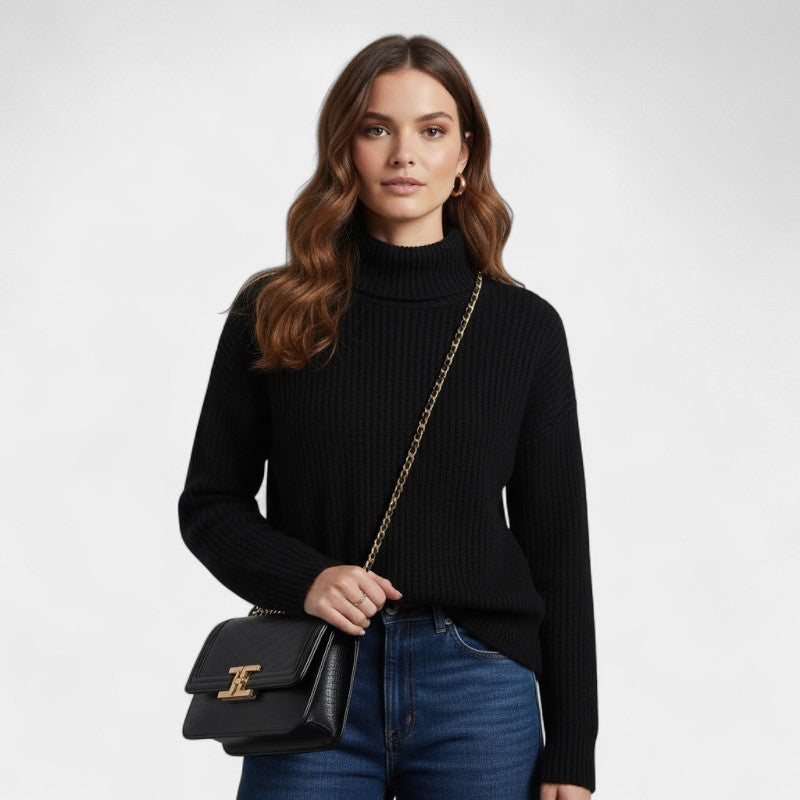 Classic Oversized Turtleneck Sweater-sweaters > turtleneck sweater-Laventaire-Black-S-Laventaire