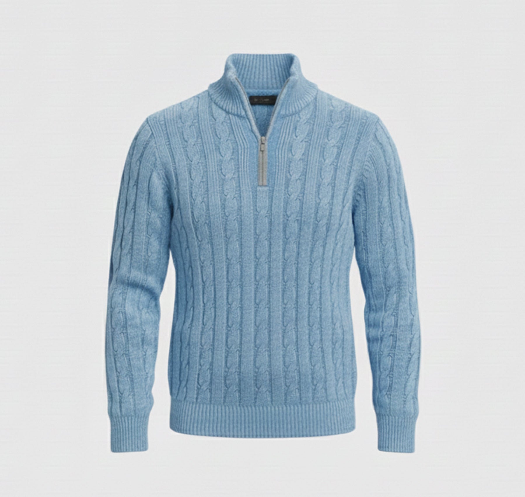 Classic Quarter-Zip Sweater-sweaters > quarter-zip sweater-Laventaire-Baby Blue-S-Laventaire