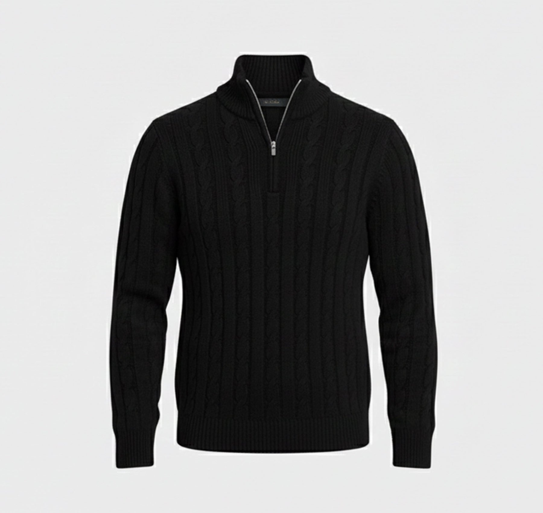 Classic Quarter-Zip Sweater-sweaters > quarter-zip sweater-Laventaire-Black-S-Laventaire