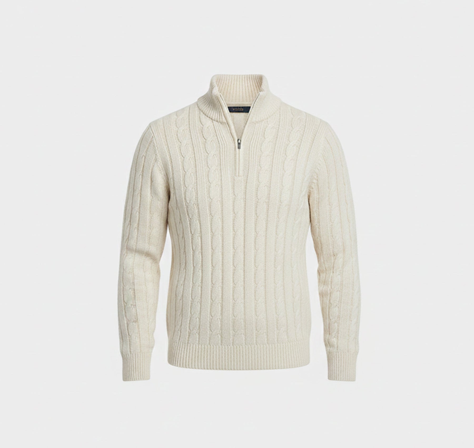 Classic Quarter-Zip Sweater-sweaters > quarter-zip sweater-Laventaire-Cream-S-Laventaire