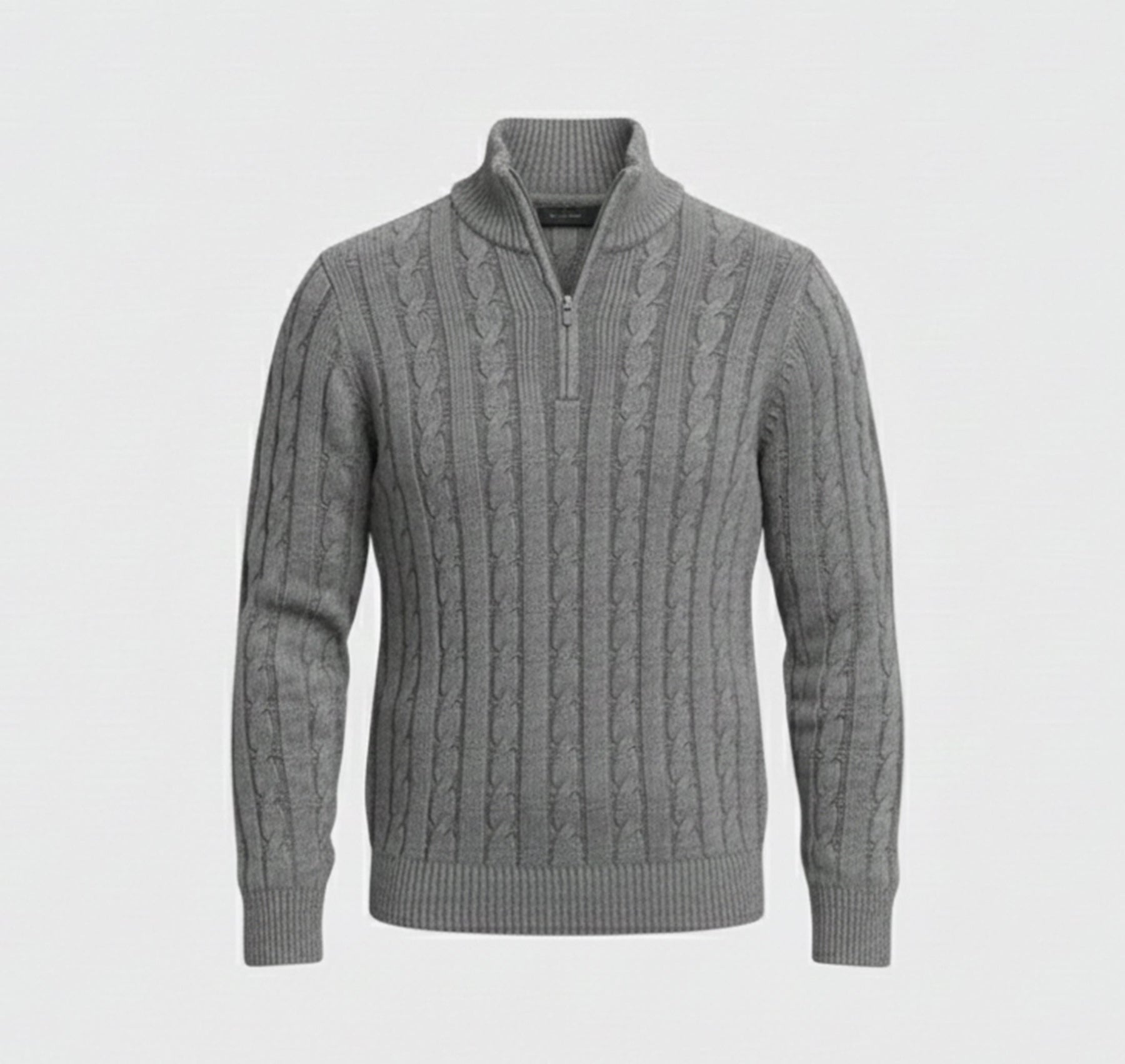 Classic Quarter-Zip Sweater-sweaters > quarter-zip sweater-Laventaire-Gray-S-Laventaire