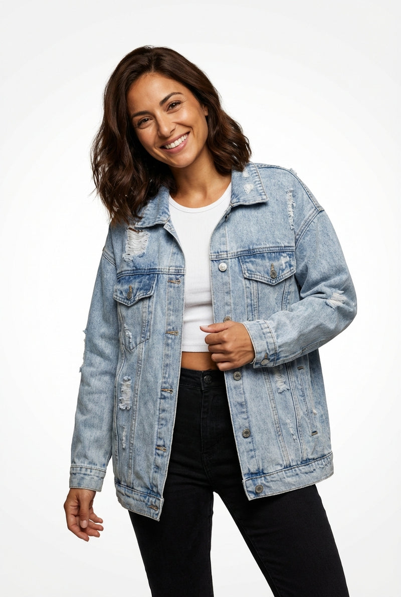 Classic Relaxed Fit Jacket-jackets > oversized jacket-Laventaire-Light Blue-XS-Laventaire
