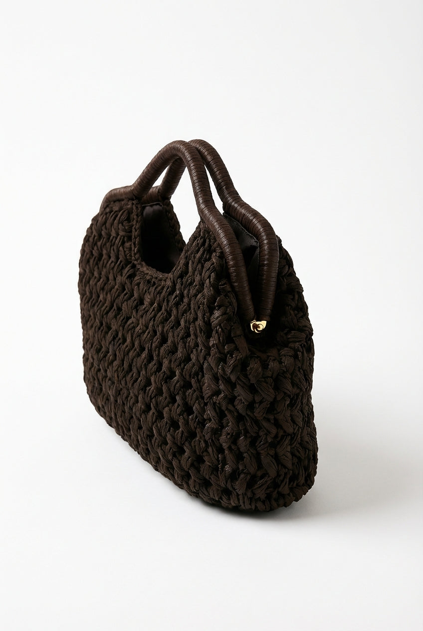 Clutch Bag Sculptural Design-bags > clutch bags-Laventaire-Dark Brown-One Size-Laventaire