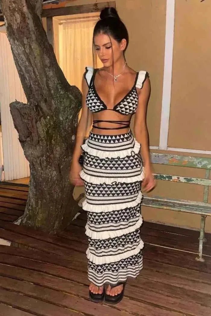 Co-ord Stylish Ruffle Skirt-outfits > two-piece sets > ruffle skirt set-Laventaire-Laventaire