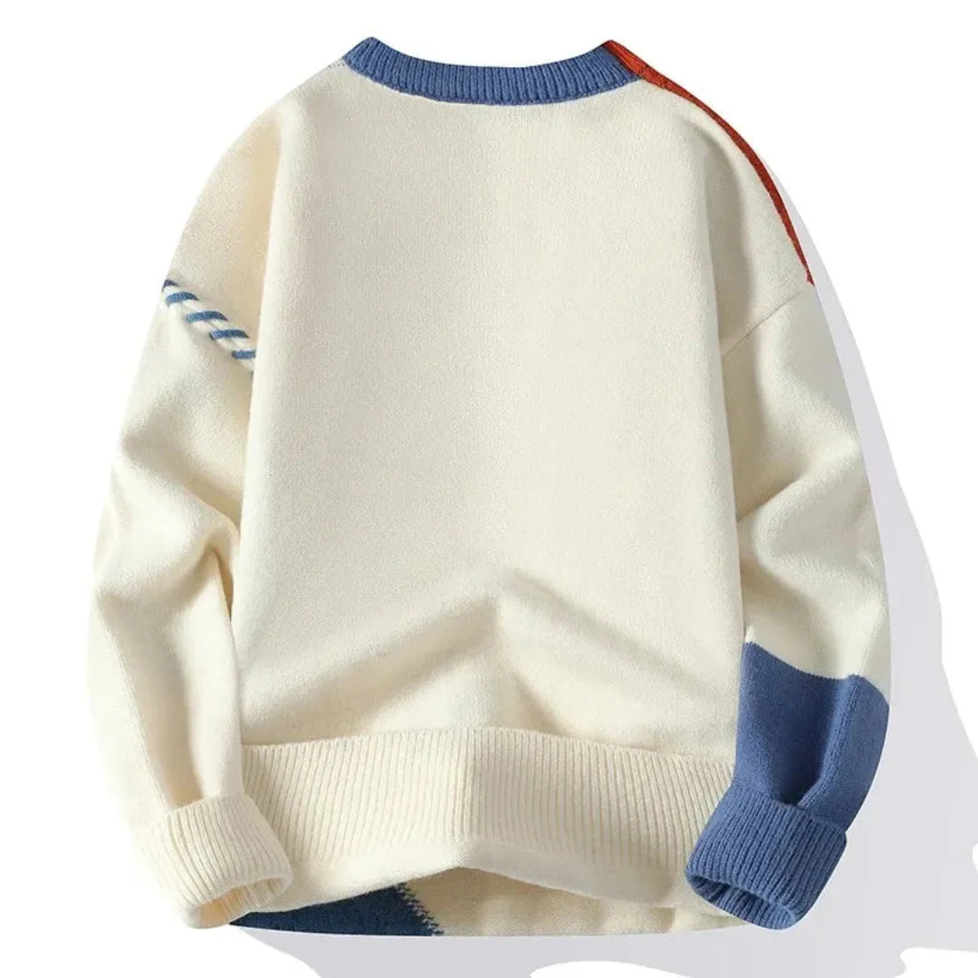 Color Block Relaxed Fit Sweater-sweaters > crewneck sweater-Laventaire-Laventaire