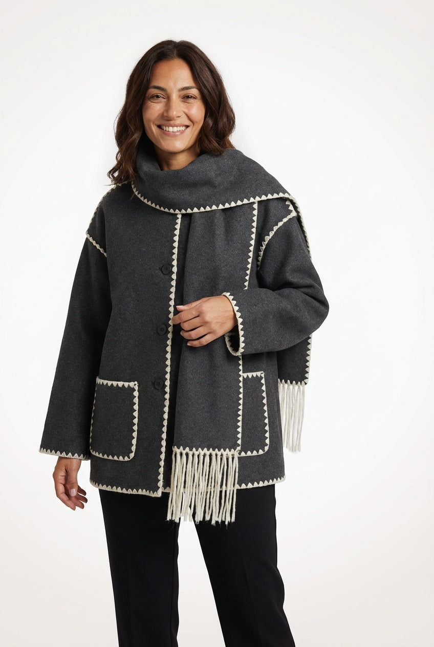Contrast Tailored Jacket-jackets > tailored jackets-Laventaire-Dark Gray-XS-Laventaire