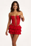 Corset Mini Dress Set-sets > corset set-Laventaire-Red-XS-Laventaire