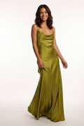 Cowl Neck Maxi Dress-dresses > maxi dress-Laventaire-Olive Green-S-Laventaire