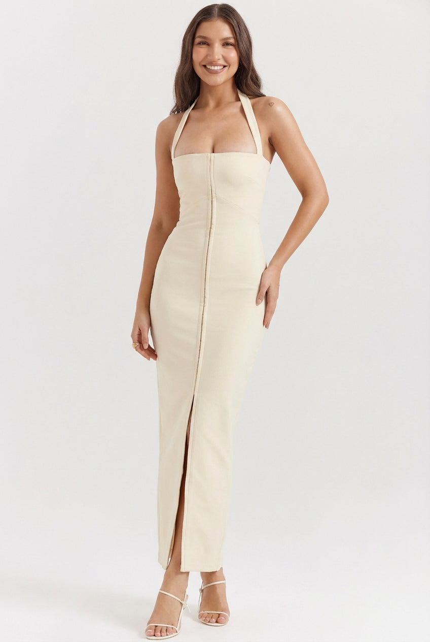 Women's Halter Corset Open Back Maxi Dress in a Figure-Hugging Fit – Laventaire