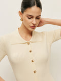 Cream Midi Polo Dress-dresses > midi dress-Laventaire-Laventaire