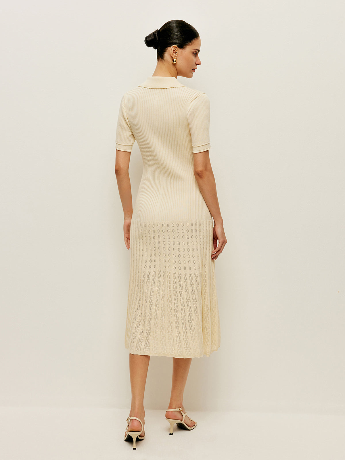 Cream Midi Polo Dress-dresses > midi dress-Laventaire-Laventaire