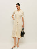 Cream Midi Polo Dress-dresses > midi dress-Laventaire-Laventaire