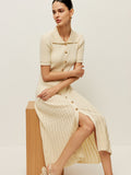 Cream Midi Polo Dress-dresses > midi dress-Laventaire-Laventaire