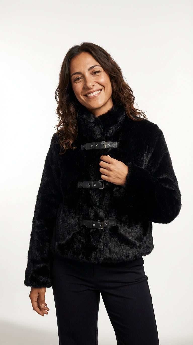 Cropped Black Casual Jacket-jackets > cropped jacket-Laventaire-Black-S-Laventaire