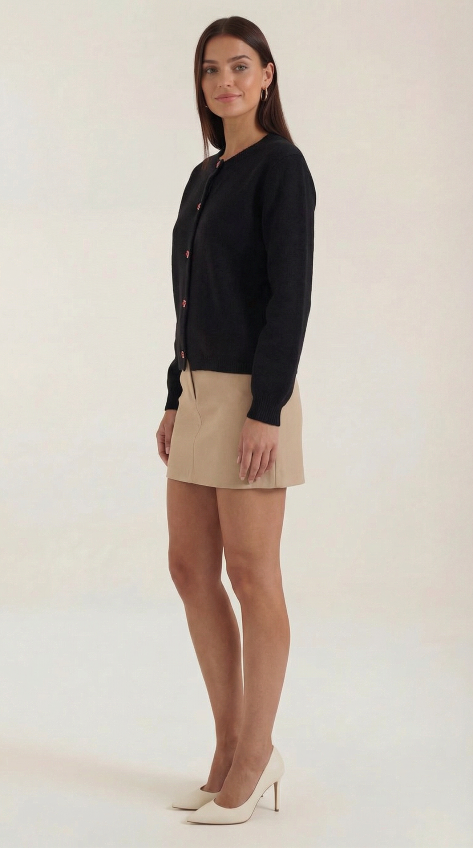 Cropped Button-Up Cardigan-cardigans > cropped cardigan-Laventaire-Laventaire