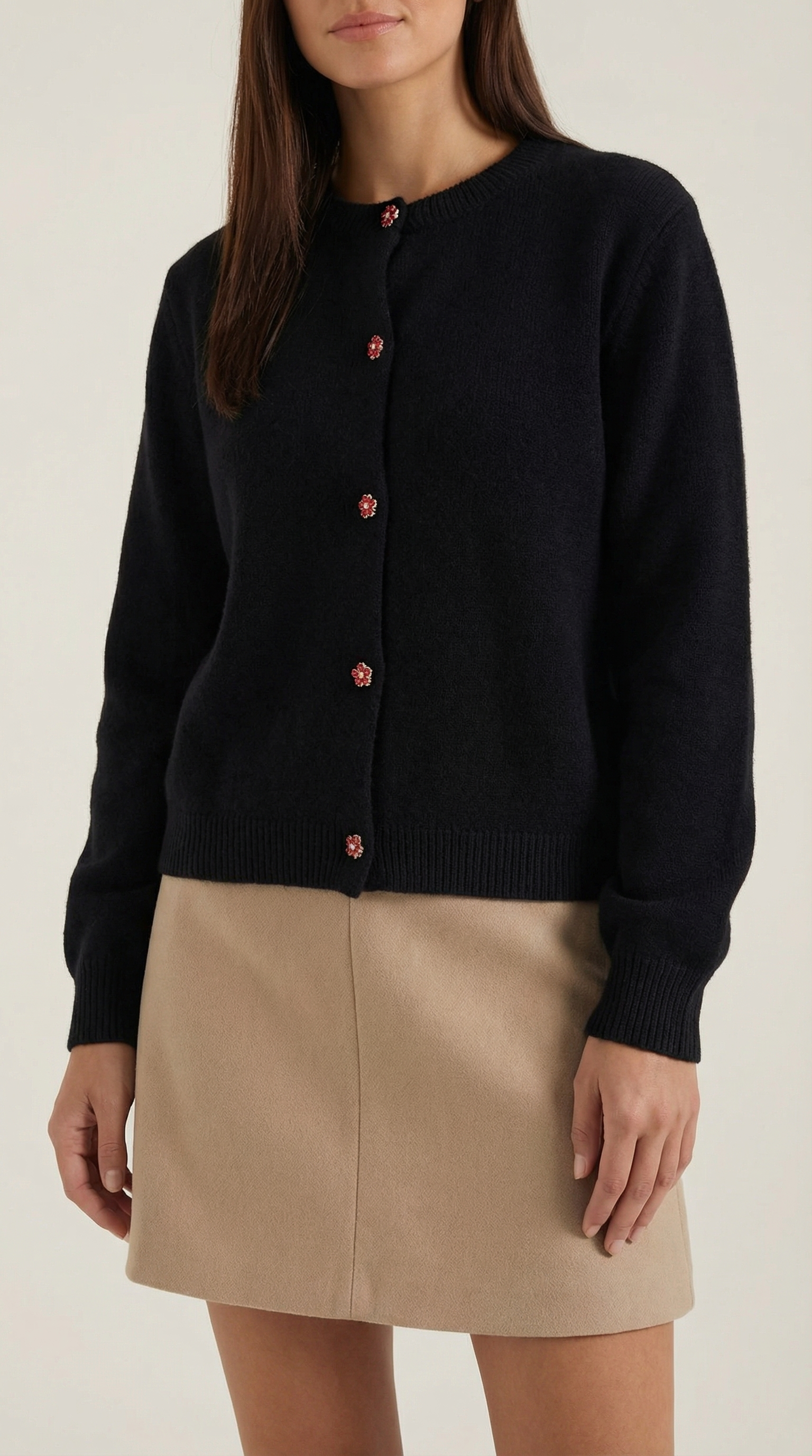 Cropped Button-Up Cardigan-cardigans > cropped cardigan-Laventaire-Laventaire