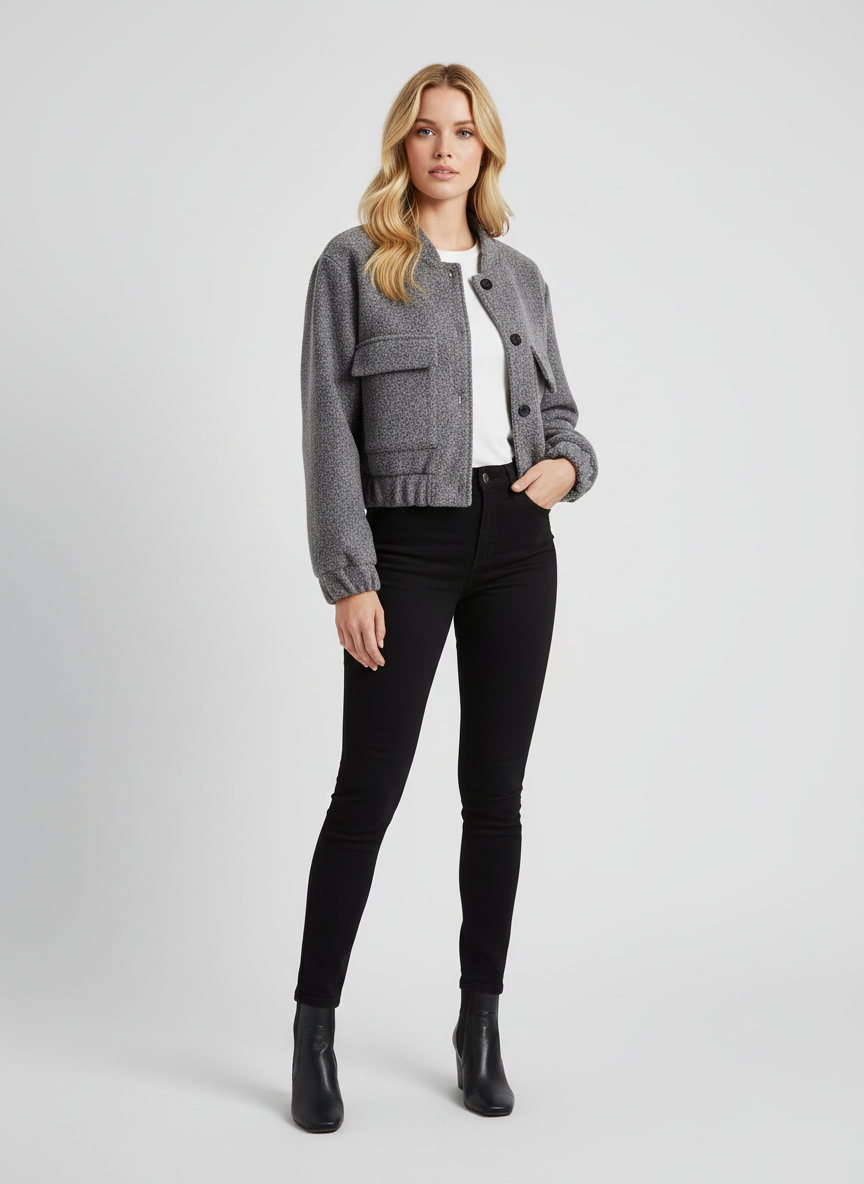 Cropped Casual Jacket-jackets > cropped jacket-Laventaire-Laventaire