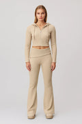Cropped Hoodie Co-Ord Set-sets > cropped hoodie set-Laventaire-Beige-S-Laventaire