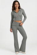 Cropped Hoodie Co-Ord Set-sets > cropped hoodie set-Laventaire-Light Gray-S-Laventaire