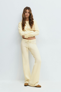 Cropped Knit Lounge Set-loungewear > lounge set-Laventaire-Pastel Yellow-S-Laventaire