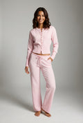 Cropped Knit Lounge Set-loungewear > lounge set-Laventaire-Pink-S-Laventaire