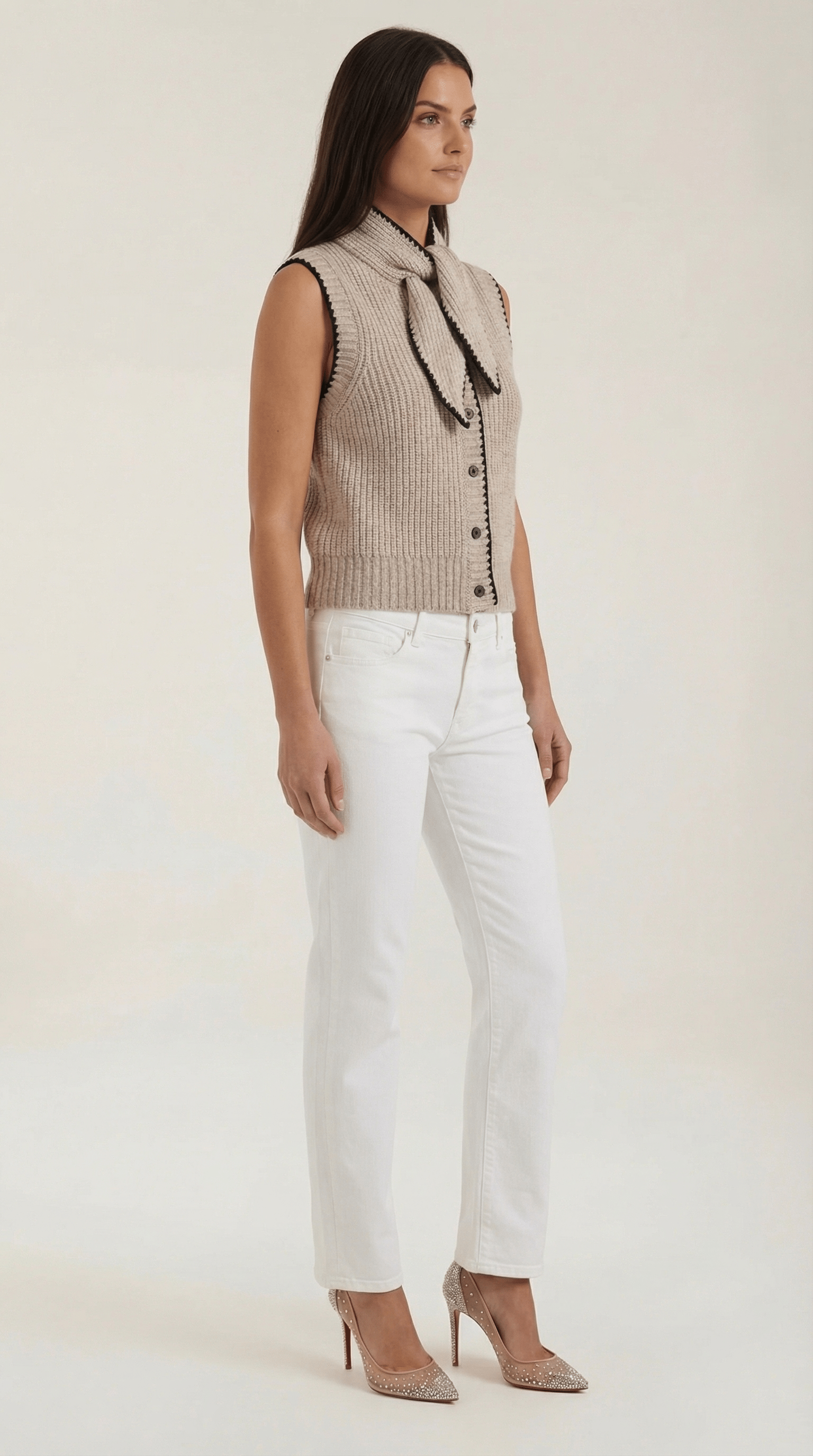 Cropped Knit Vest-tops > vests > cropped vests-Laventaire-Laventaire