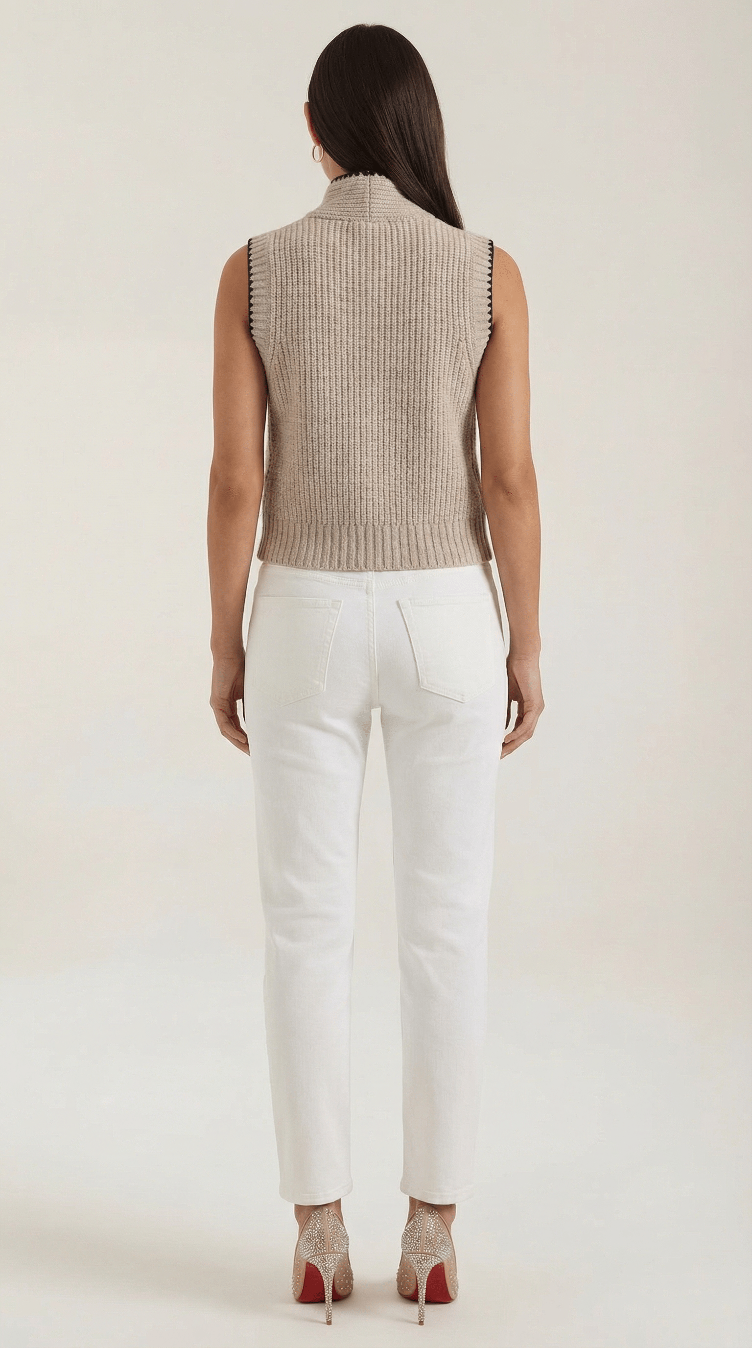 Cropped Knit Vest-tops > vests > cropped vests-Laventaire-Laventaire