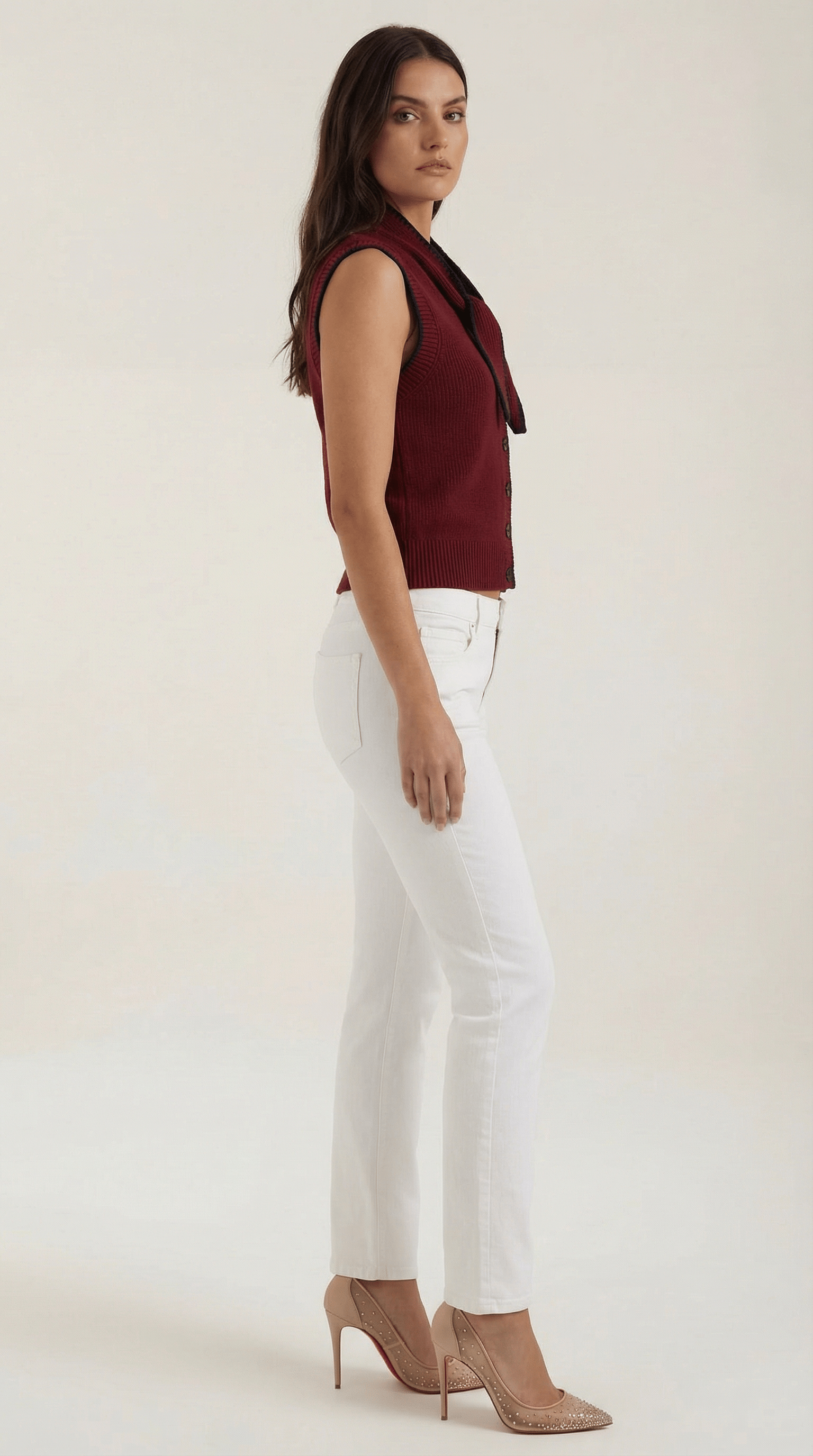 Cropped Knit Vest-tops > vests > cropped vests-Laventaire-Laventaire