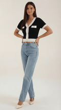 Cropped Short Sleeve Top-tops > cropped tops-Laventaire-Laventaire