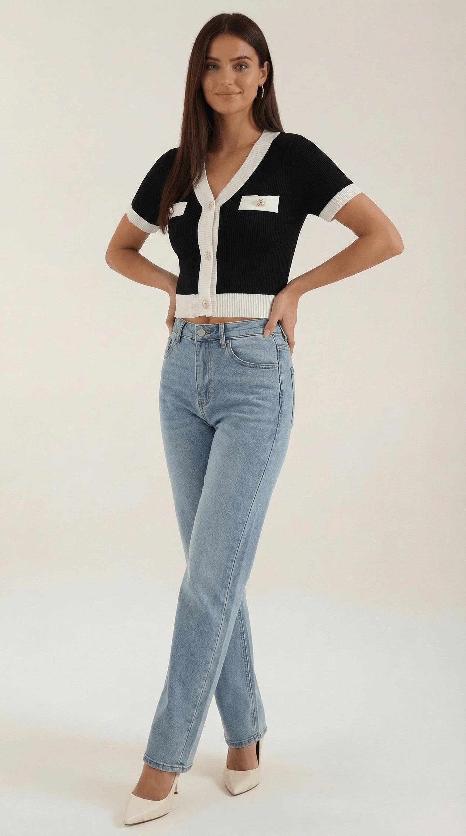Cropped Short Sleeve Top-tops > cropped tops-Laventaire-Laventaire